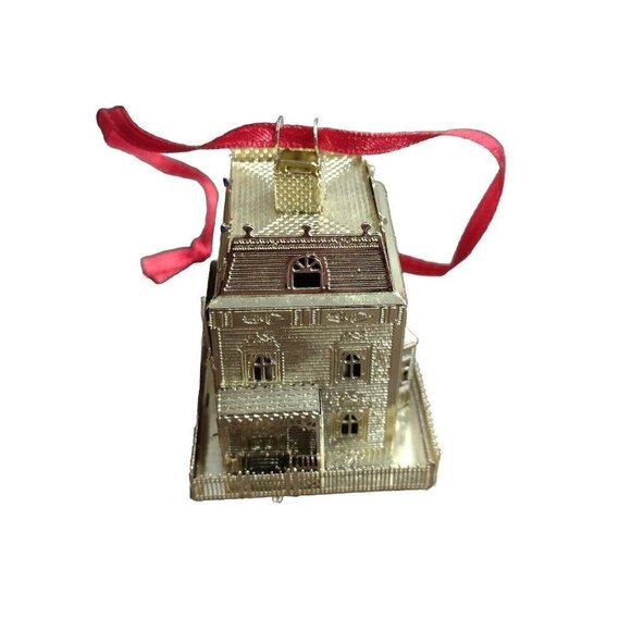 Vintage Dayton Hudson 1991 Gold Plated Holiday Ornament House - Picture 4 of 5